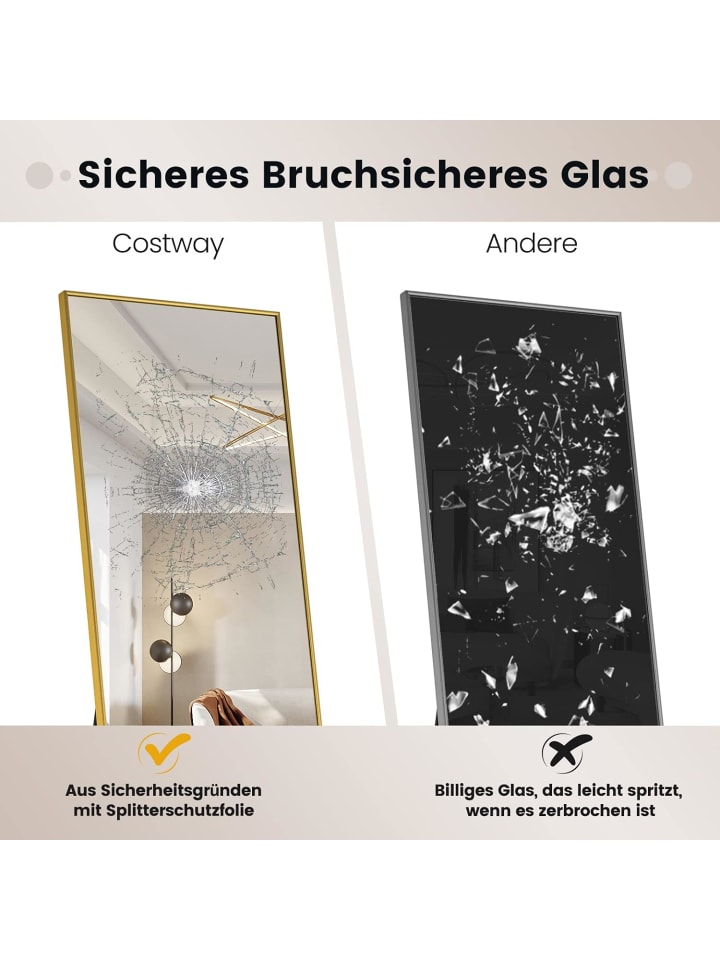 COSTWAY Ganzkörperspiegel 160x40cm in Gold günstig kaufen onesize