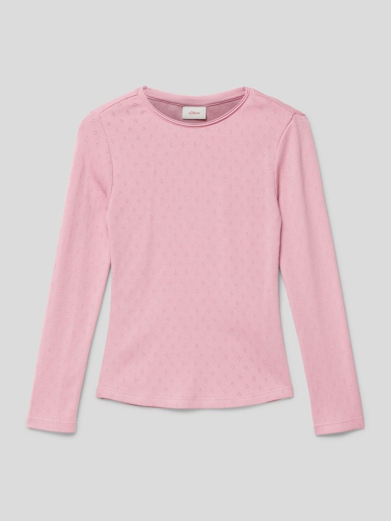 Longsleeve mit Ajour-Muster in hellrosa
