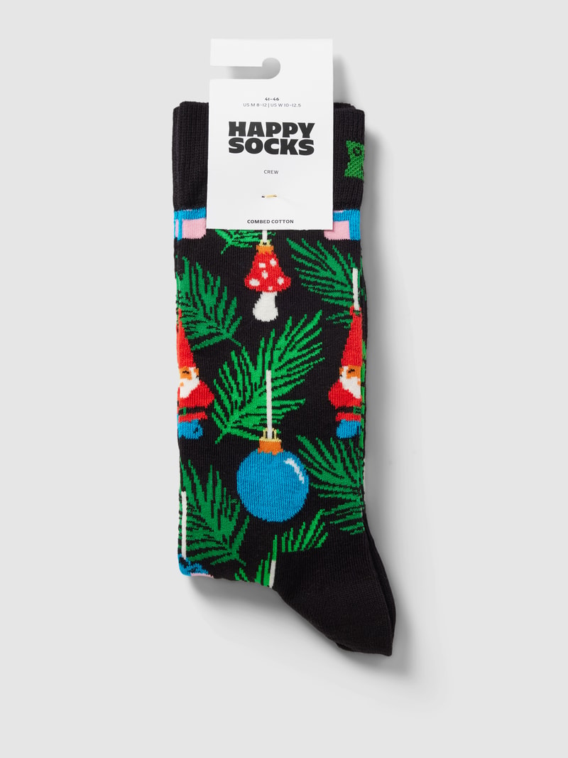 Socken mit Motiv-Print Modell 'Christmas Tree Decoration' in schwarz