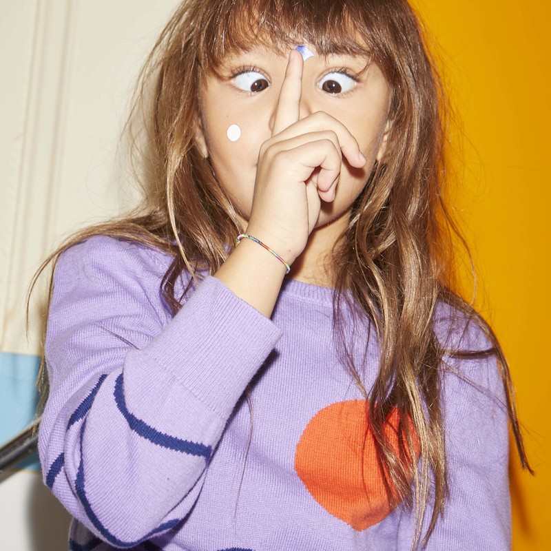 Pull fille tricot esprit marinière violet Catimini