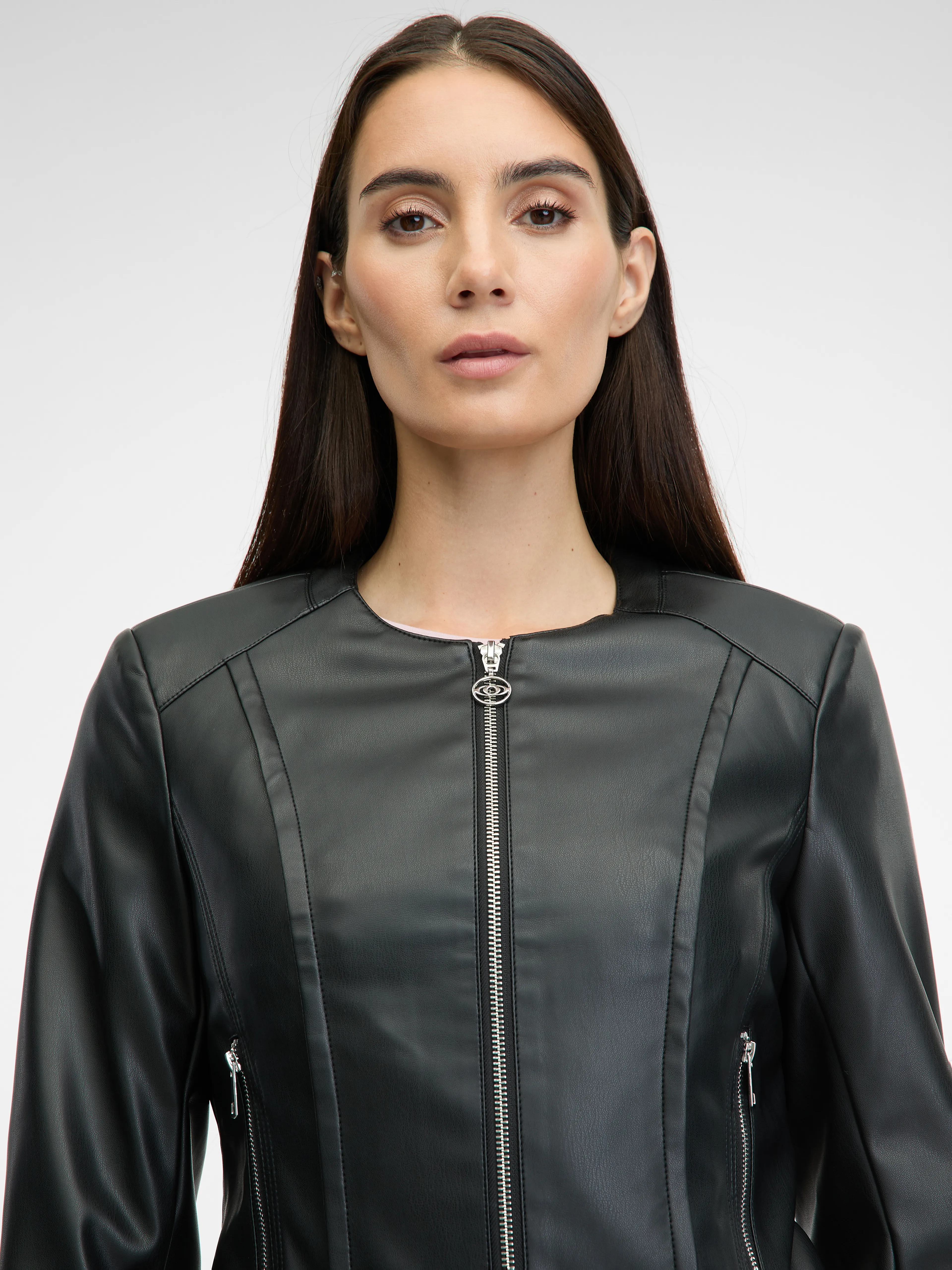 Schwarze Damen Lederjacke ORSAY