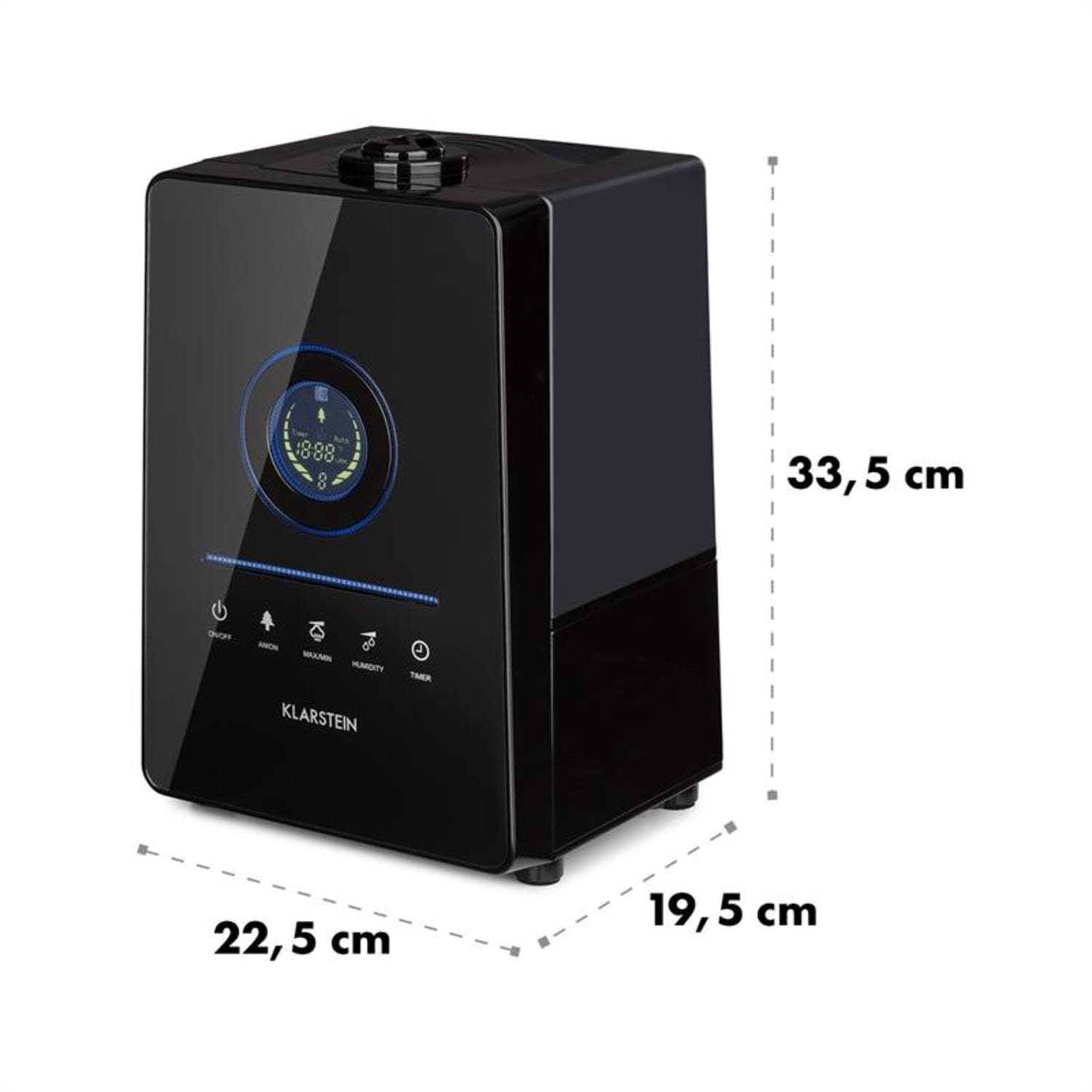 Klarstein Luftbefeuchter Monaco Digitaler Ultraschall-Luftbefeuchter schwarz, 6 l Wassertank