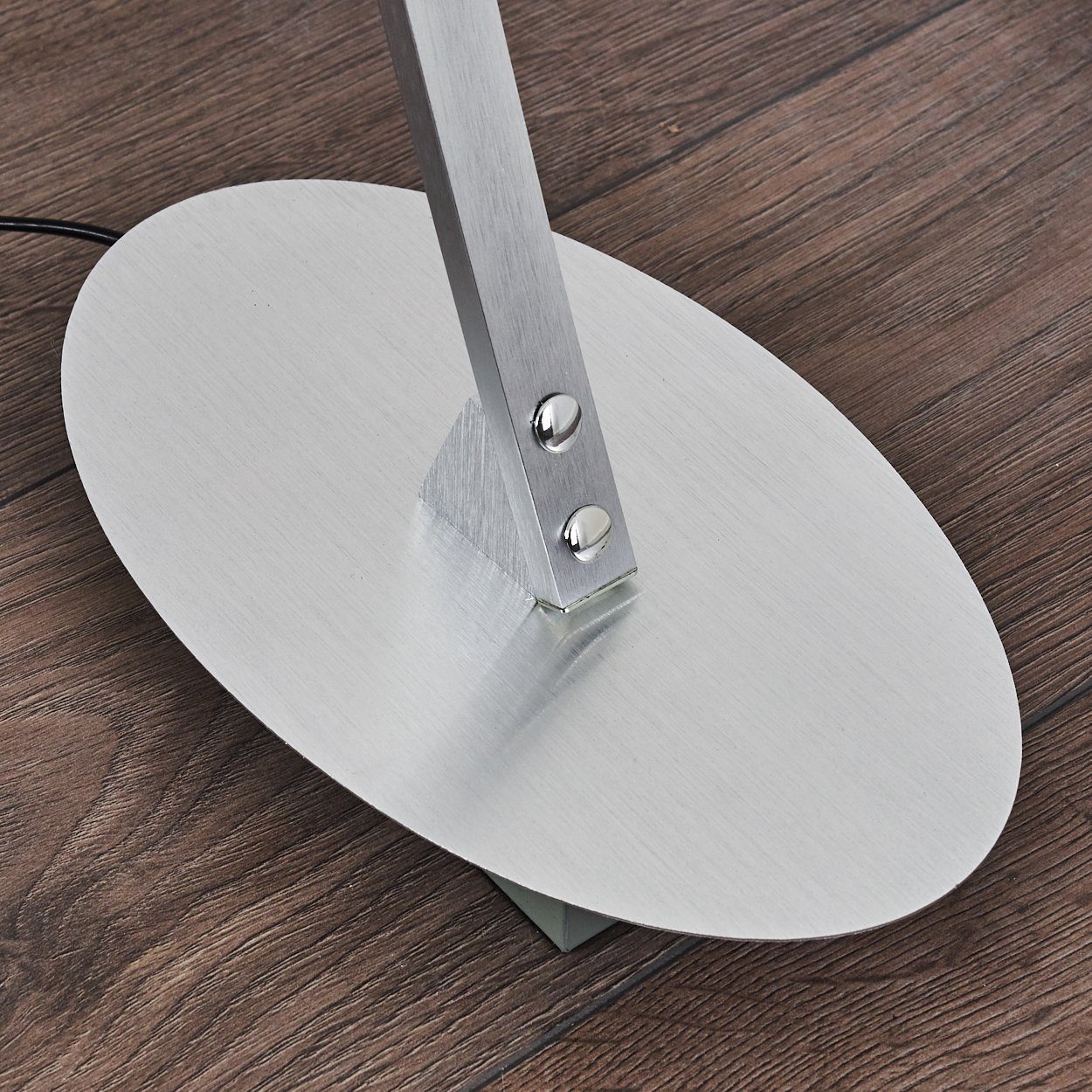 hofstein Bogenlampe Oneto LED Designer Standlampe in Aluminiumgebürstet, mit Fußschalter und Kabel, Leselampe, fest eingebaute LEDs 1100 Lumen