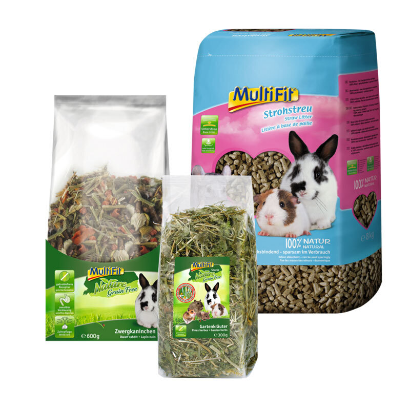 MultiFit Hauptfutter MultiFit Streu, getreidefreies Futter + Snack 3tlg.
