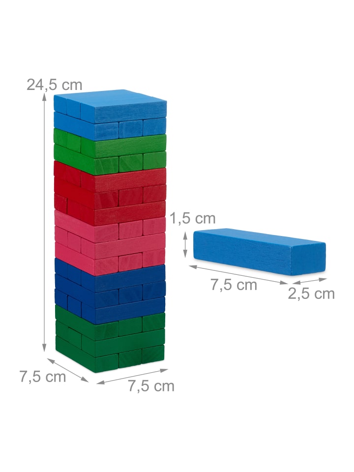 relaxdays Wackelturm in Bunt - (B)7,5 x (H)24,5 x (T)7,5 cm günstig kaufen onesize
