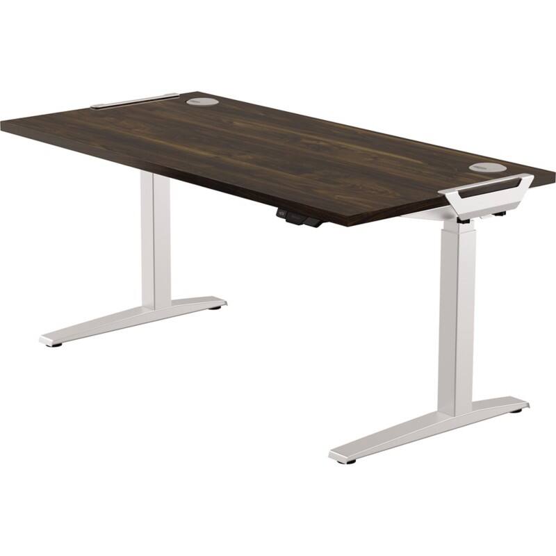 Fellowes Levado Elektrisch Höhenverstellbar Sitz-Stehschreibtisch Rechteckig Walnuss T-Fuß 1.829 (B) x 698 (T) x 1.257 (H) mm MDF (Mitteldichte Faserplatte), PVC (Polyvinylchlorid), Stahl