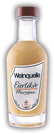 Weinquelle Eierlikör Marzipan 0,2 Liter Weinquelle Eierlikör Marzipan 0,2 Liter Hergestellt aus ausgesuchten Zutaten mit cremiger Textur. Für Marzipanliebhaber ein 