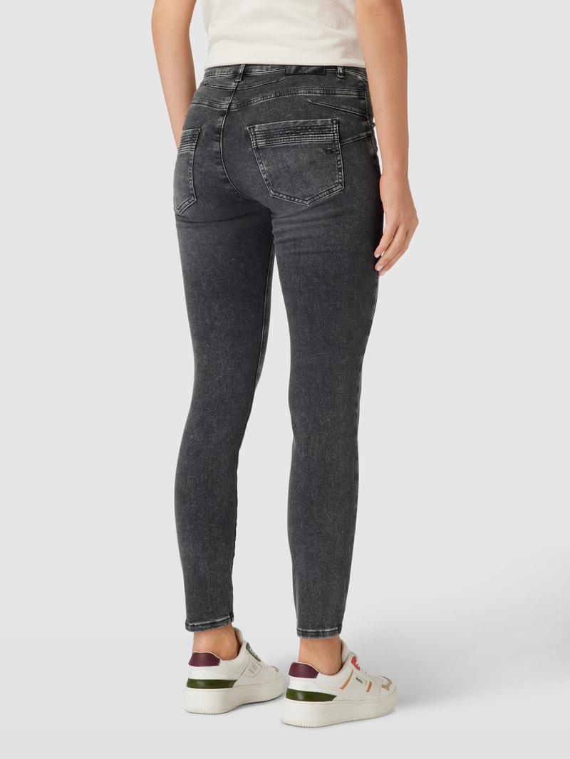 Skinny Fit Jeans im Used-Look Modell 'ANA' in dunkelgrau