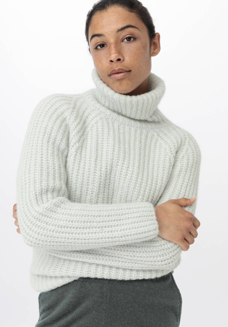 Rollkragenpullover aus Alpaka mit Bio-Baumwolle