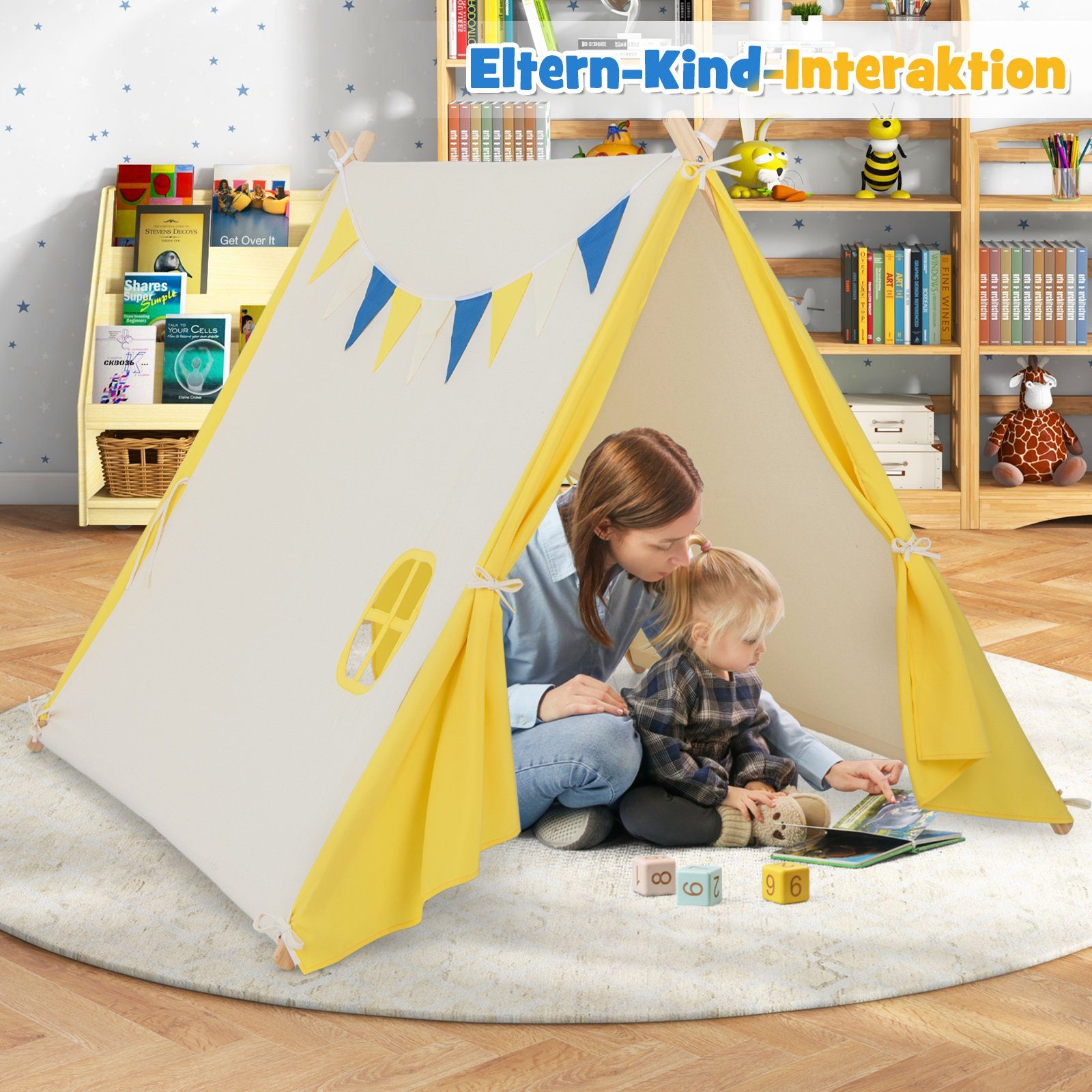 COSTWAY Tipi-Zelt Kinder Spielzelt, Personen: 2, 137 x 145 x 121 cm