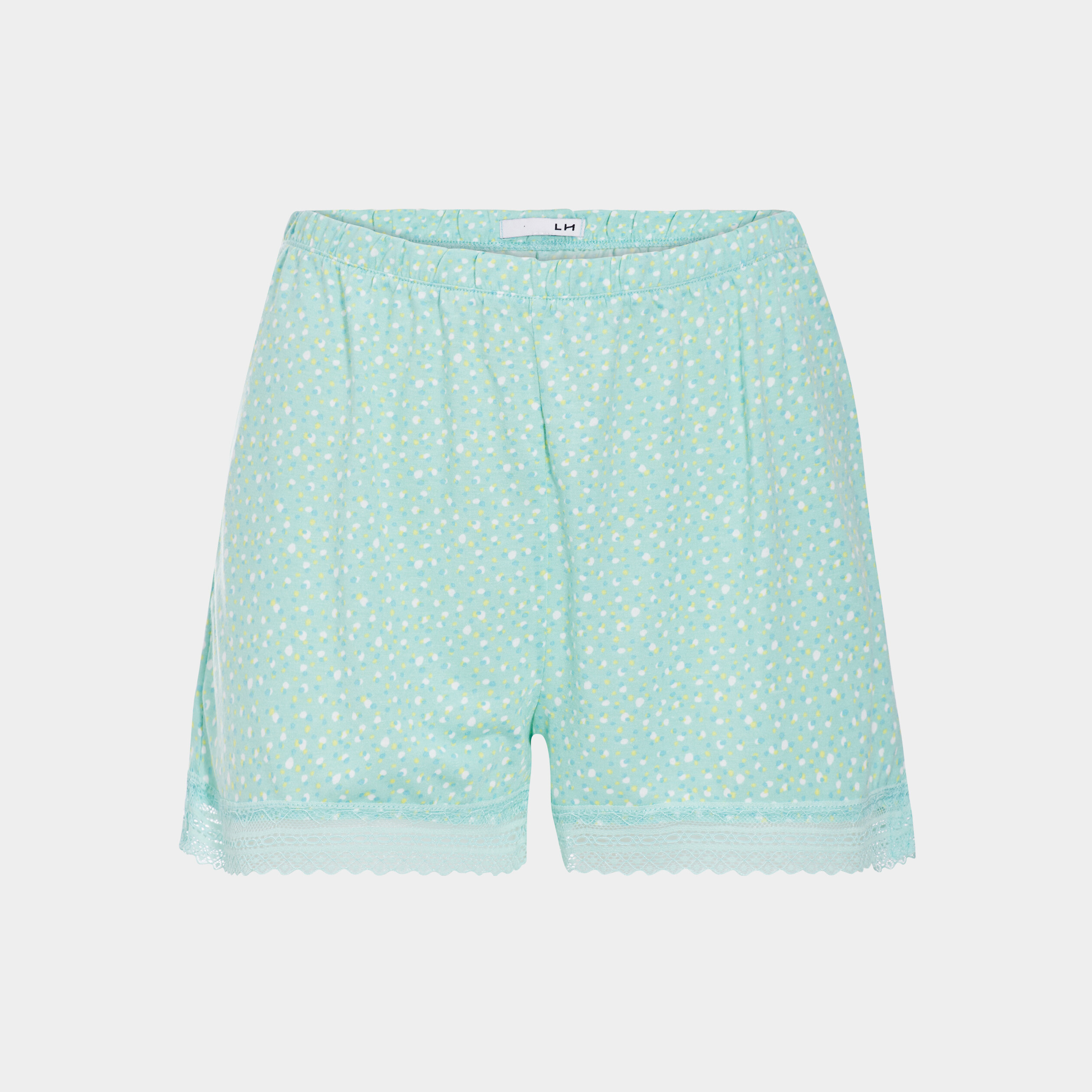 Short de pyjama avec dentelle vert turquoise femme | La Halle
