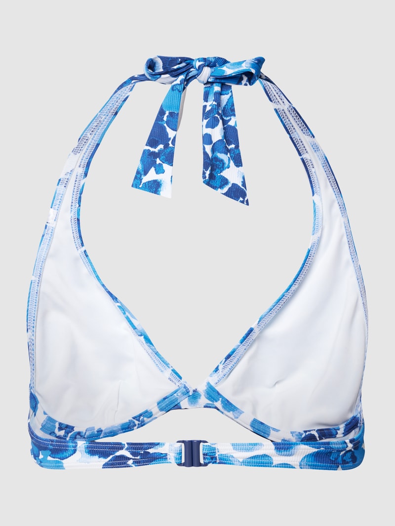 Bikini-Oberteil mit Allover-Muster Modell 'SABANG' in marineblau