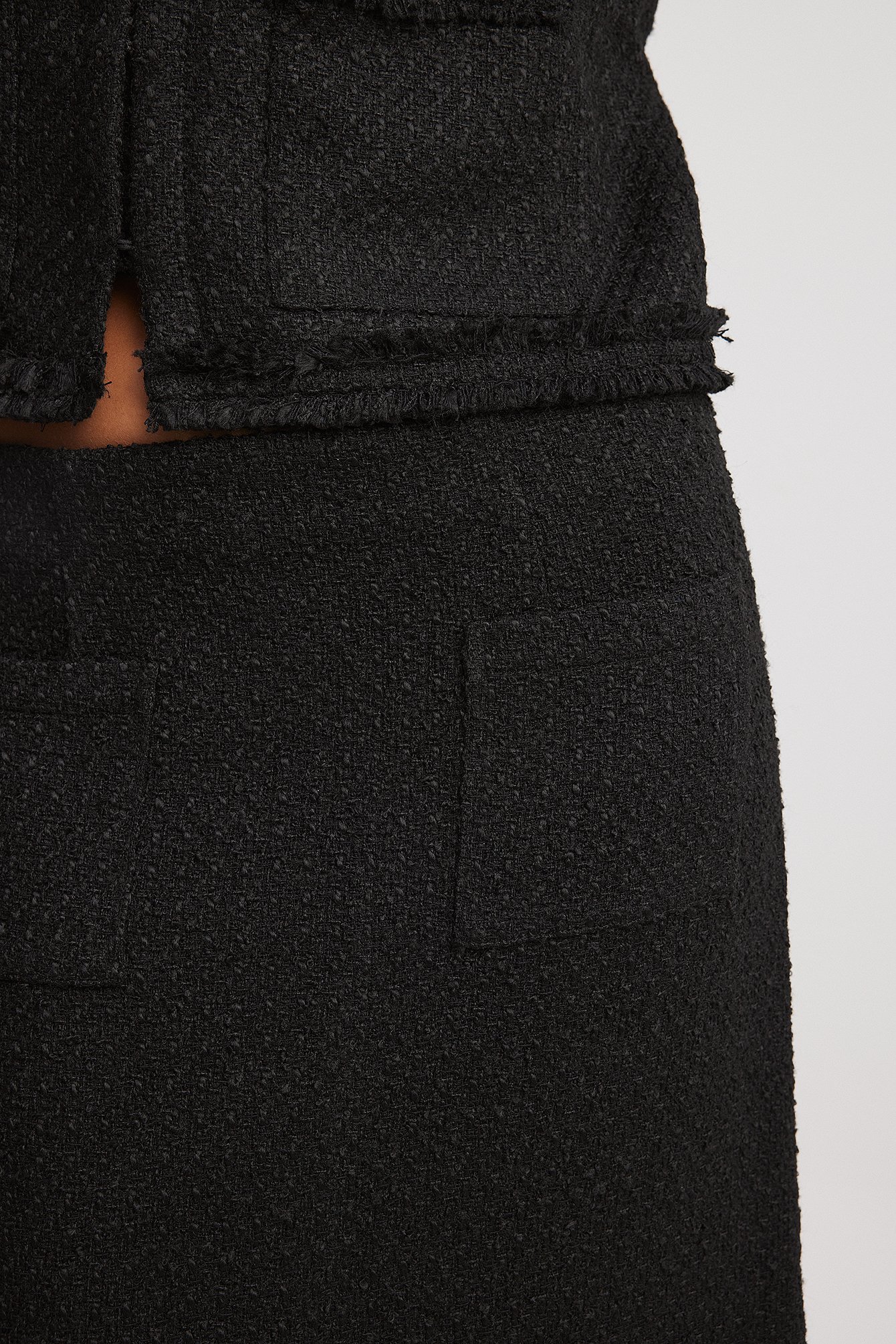 Tweed-Maxirock mit Taschendetail