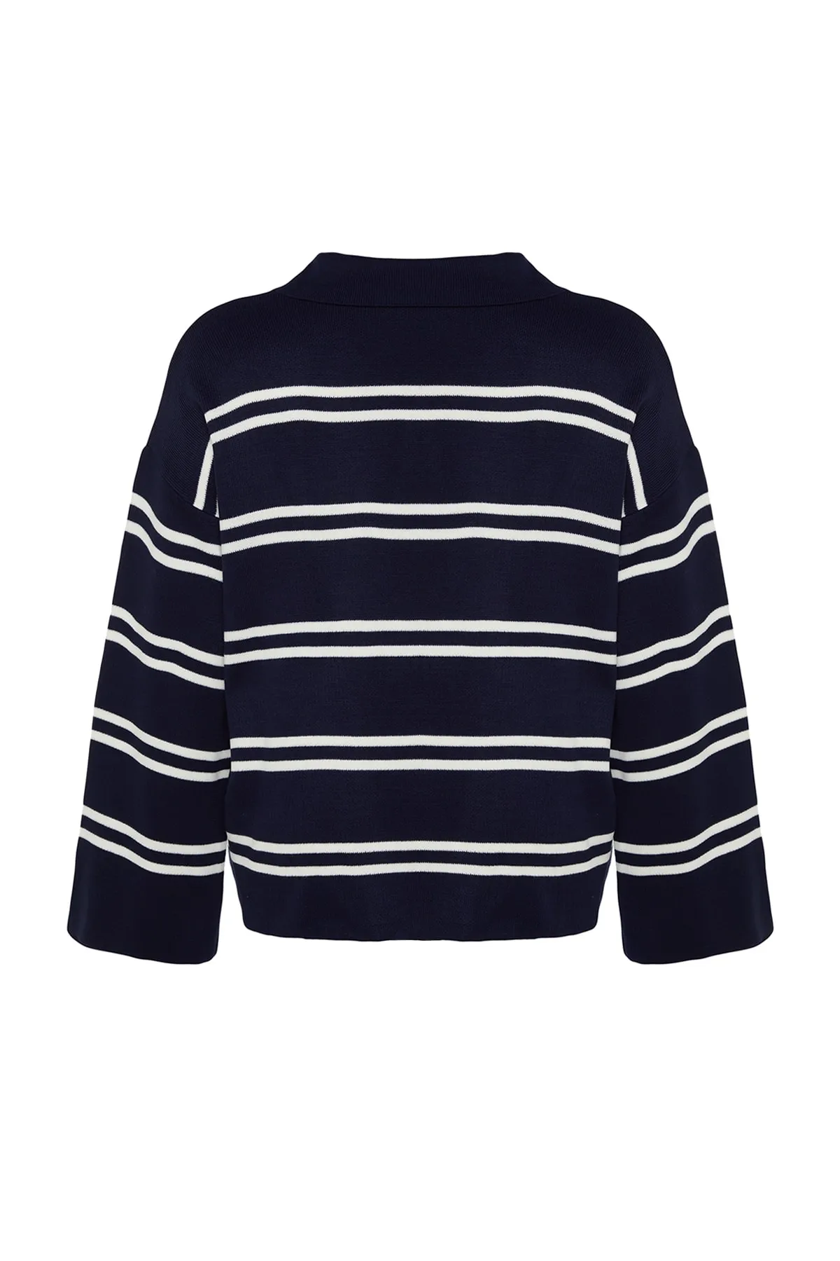 Trendyol Curve  Marineblauer gestreifter Strickpullover TBBAW24AN00013
