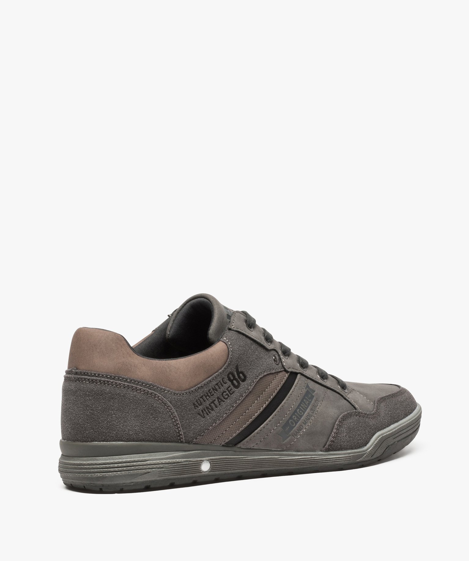 Baskets homme baskets de ville multimatières avec surpiqres gris | GEMO