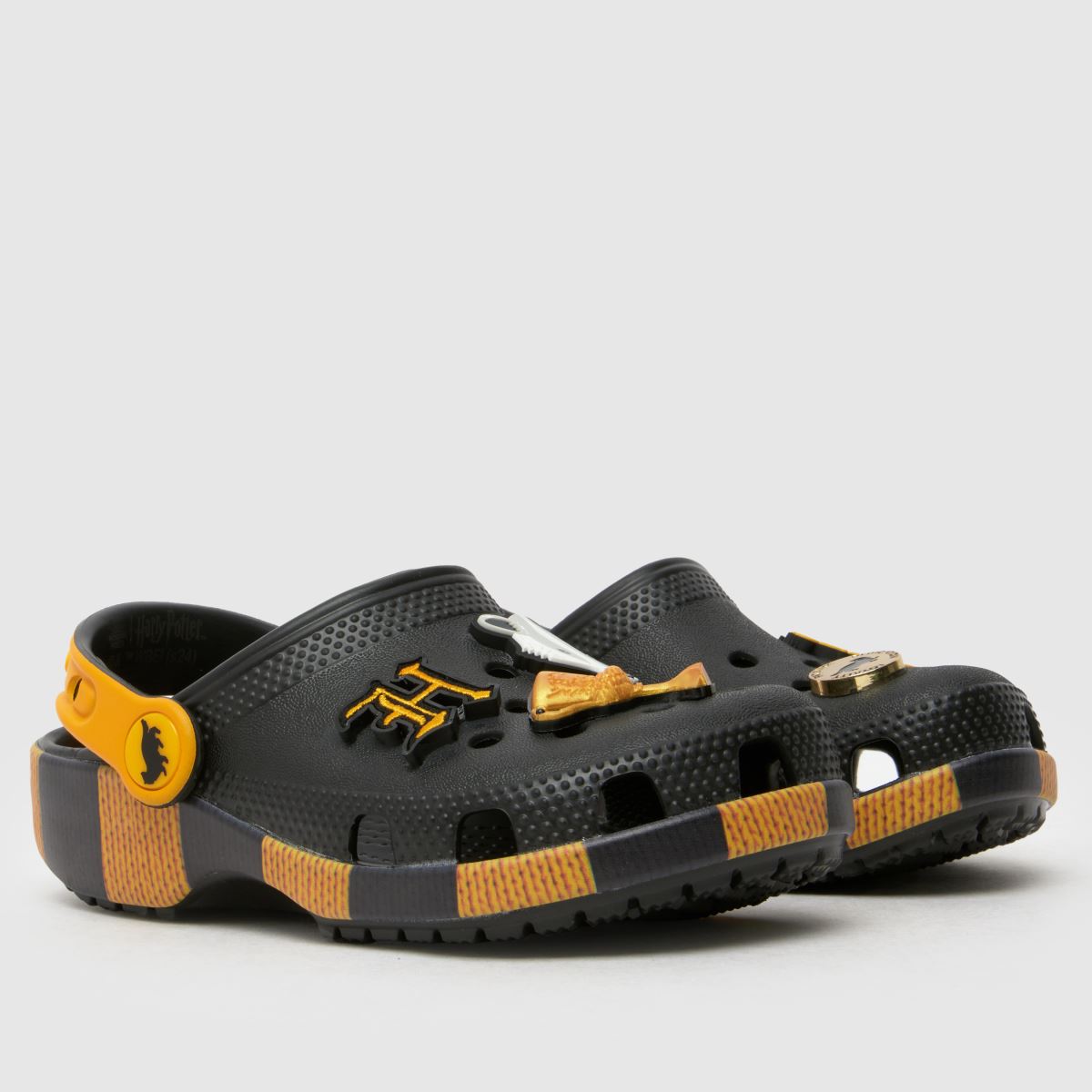 Crocs svarta multifärgade hufflepuff träskor juniorsandaler