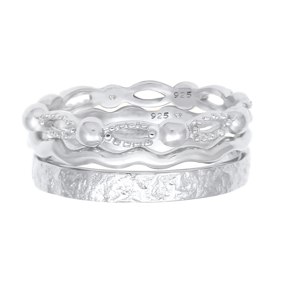 Elli Elli Bague Boule à vagues Bague pour dames en 925/1000 argent massif Bague
