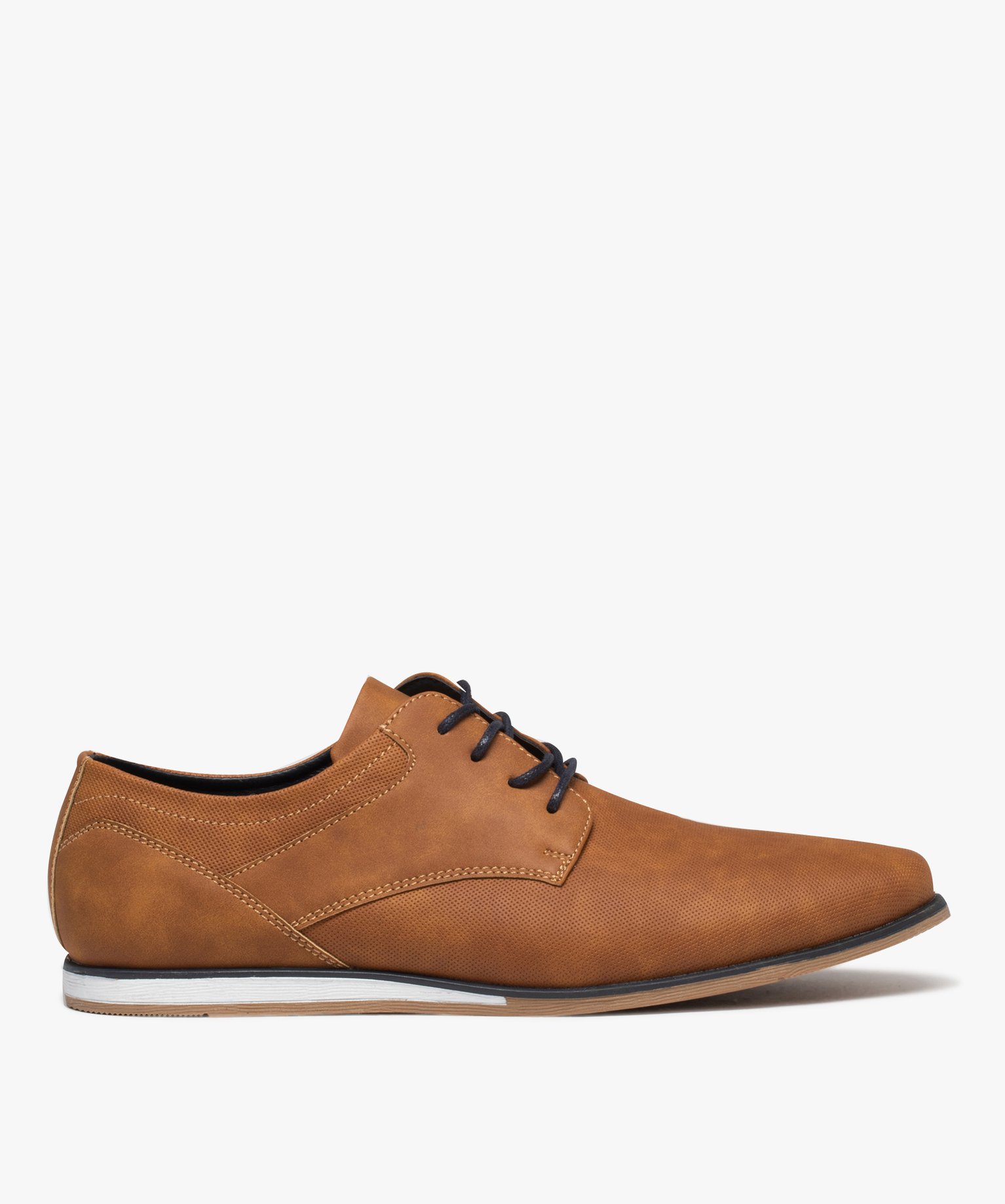 Derbies homme unis à semelle contrastée marron | GEMO