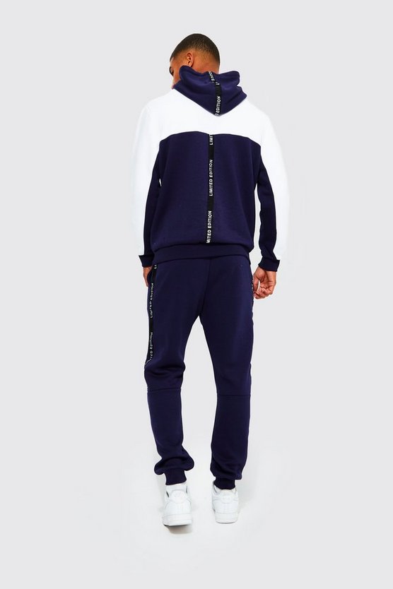 Official Colorblock Trainingsanzug mit Kapuze und Streifen