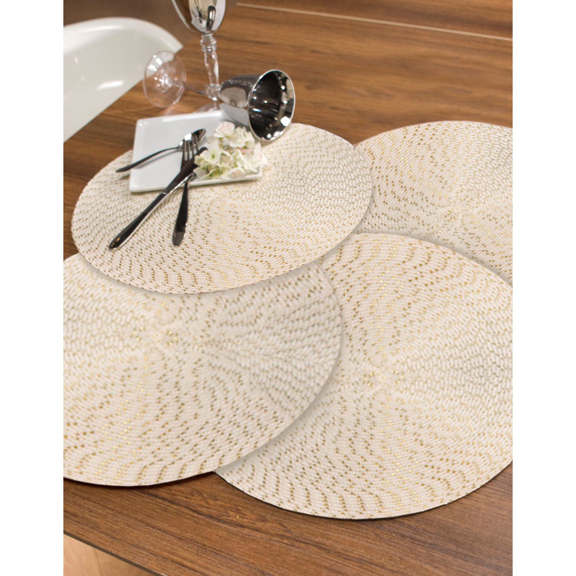 Set de table rond design métallisé