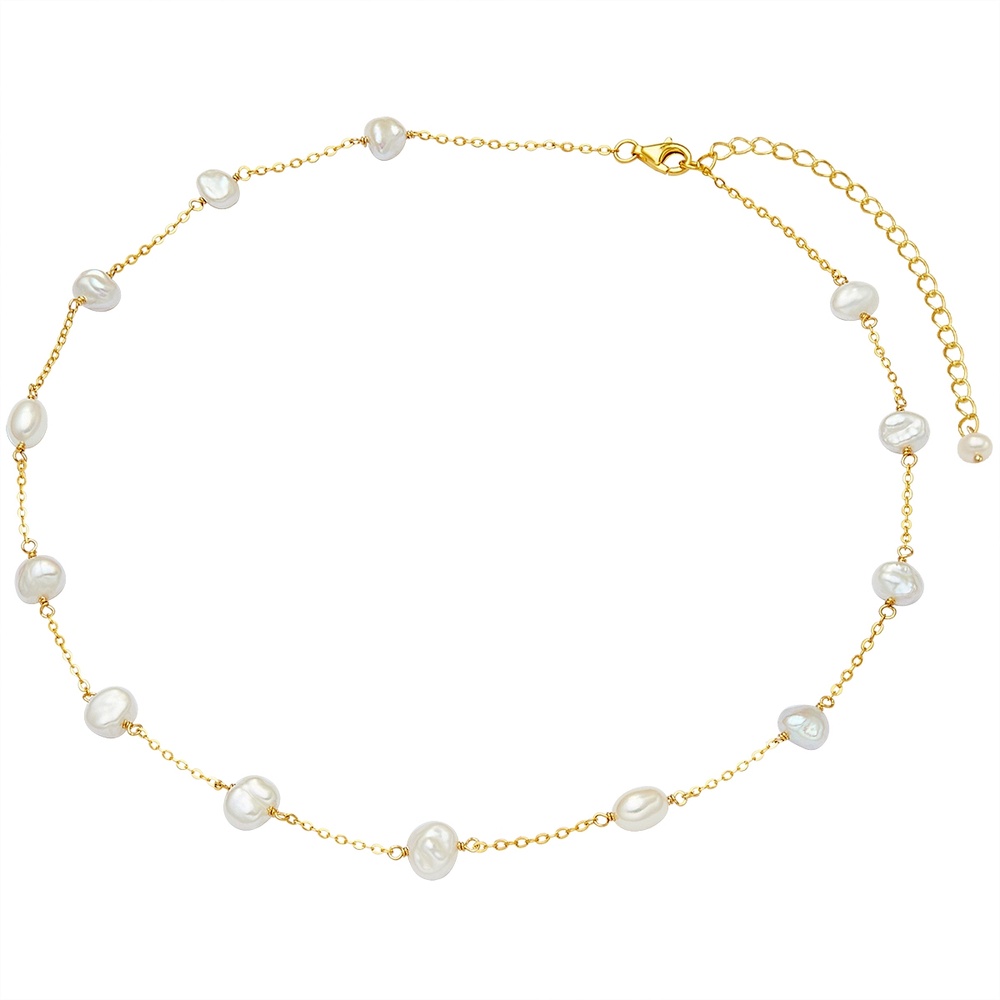 Valero Pearls Collier de perles Argent sterling Perle de culture d'eau douce en Or jaune collier