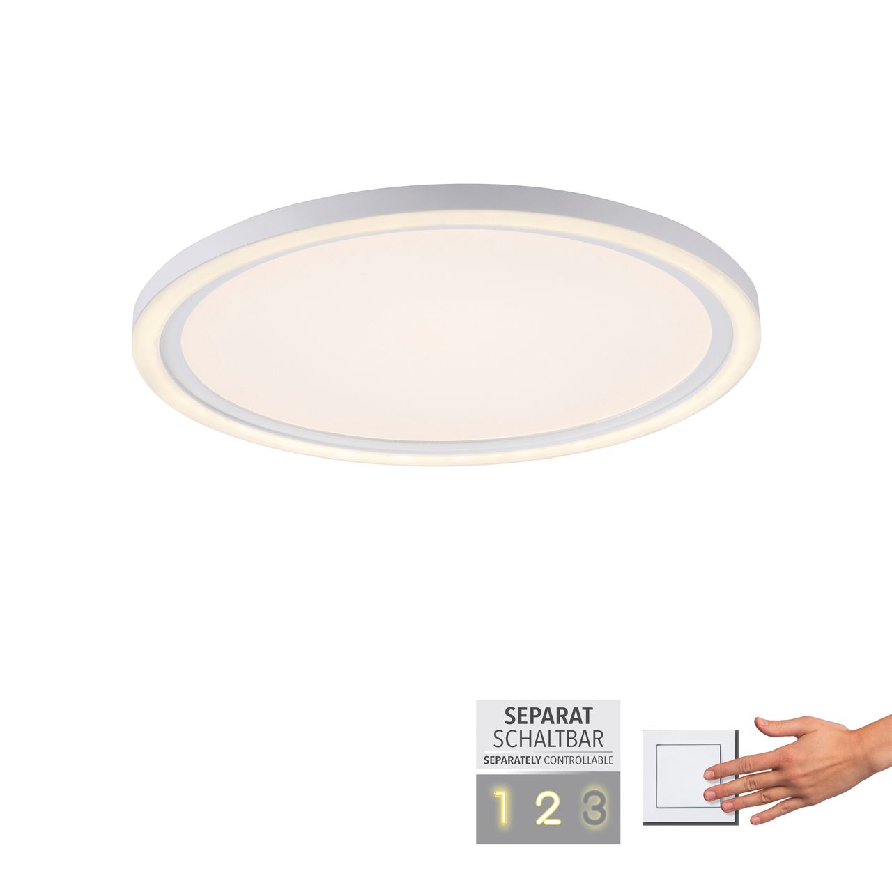 JUST LIGHT JUST LIGHT. LED Deckenleuchte BEDGING, separat steuerbar, 3000 Kelvin, rund, Weiß