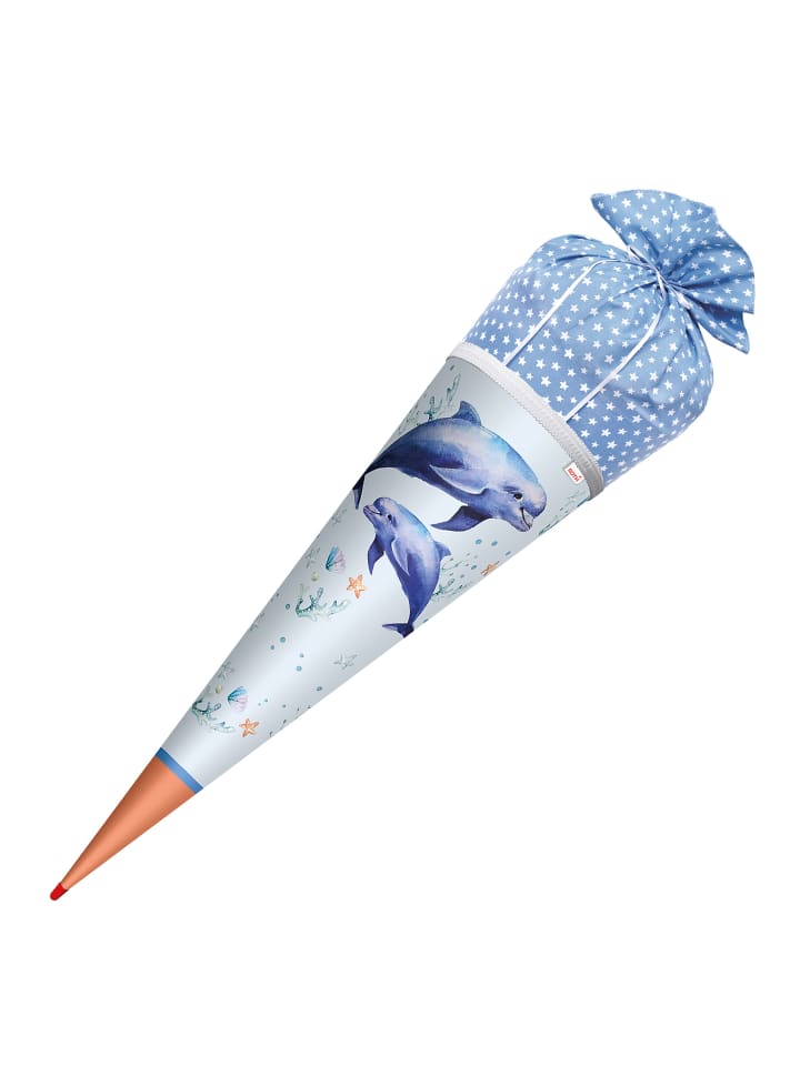 ROTH Schultüte Lieblingsstück Delfin Duo 70 cm, Stoffverschluss in Hellblau günstig kaufen onesize