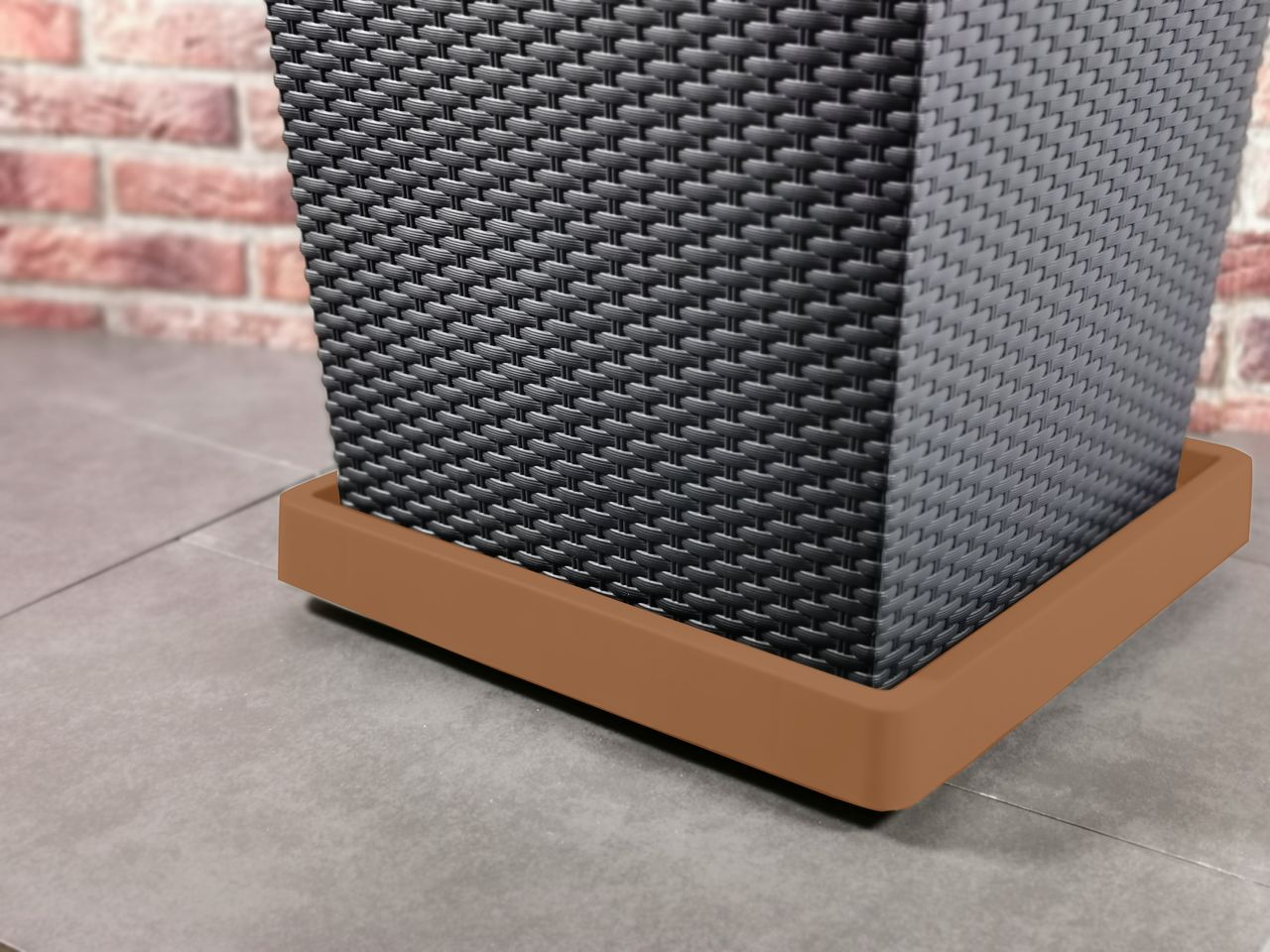 Powertec Garden Pflanzenroller m. erhöhtem Rand // eckig // 29 x 29 x 5,5 cm // terrakotta