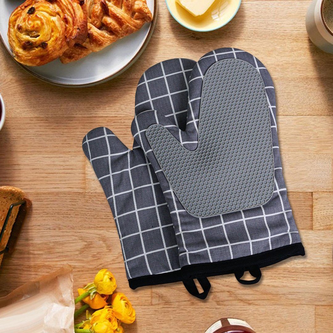FIDDY Topfhandschuhe Küchenhandschuhe, Silikonofenhandschuhe mit Splicing, rutschfest, (hitzebeständige Topflappenhandschuhe, hitzebeständige), Ofenhandschuhe für Camping, Grillen, Backen.