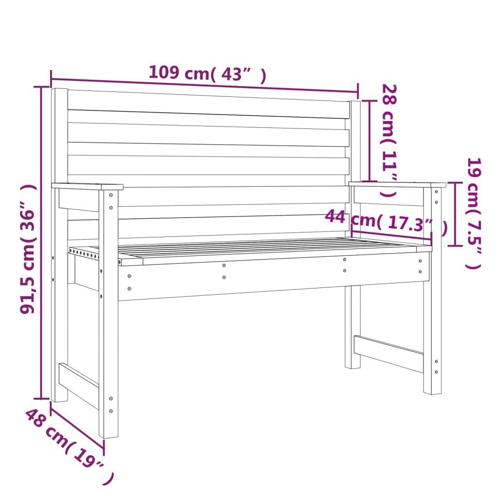 vidaXL Gartenbank Gartenbank 109x48x91,5 cm Massivholz Kiefer (1-St)