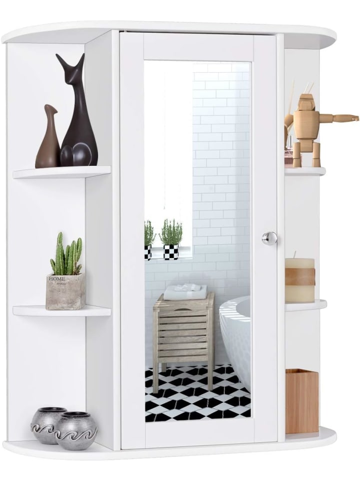 COSTWAY Badschrank mit Spiegel in Weiß günstig kaufen 60 cm