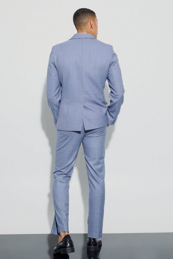 Zweireihiger karierter Slim-Fit Blazer