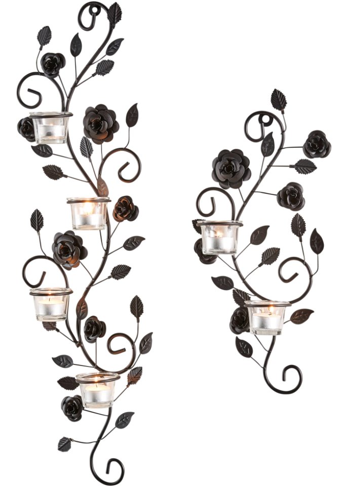 Wandkerzenhalter mit Rosenranke (2-tlg.Set)