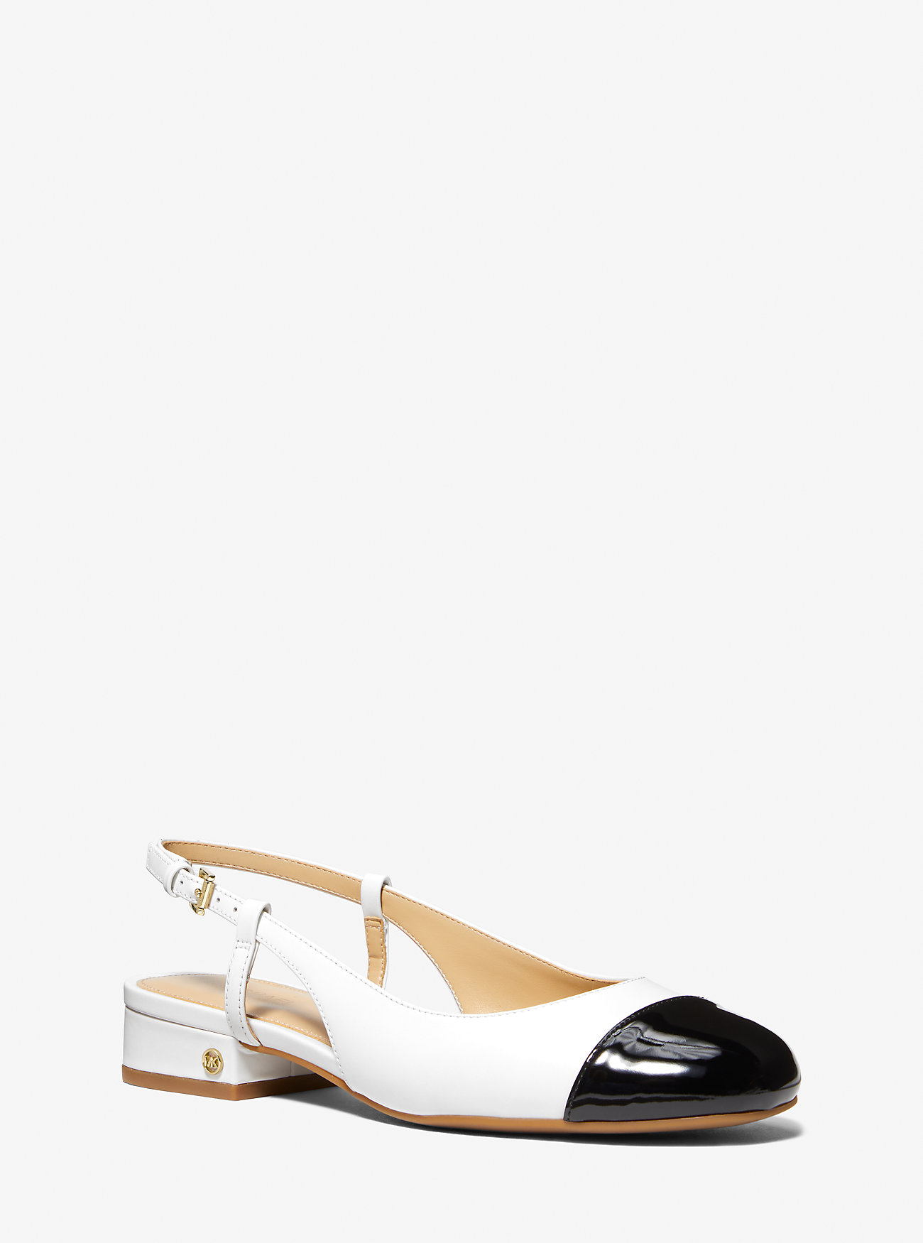 Perla Slingback Flats i skinn - OPTIC WHITE