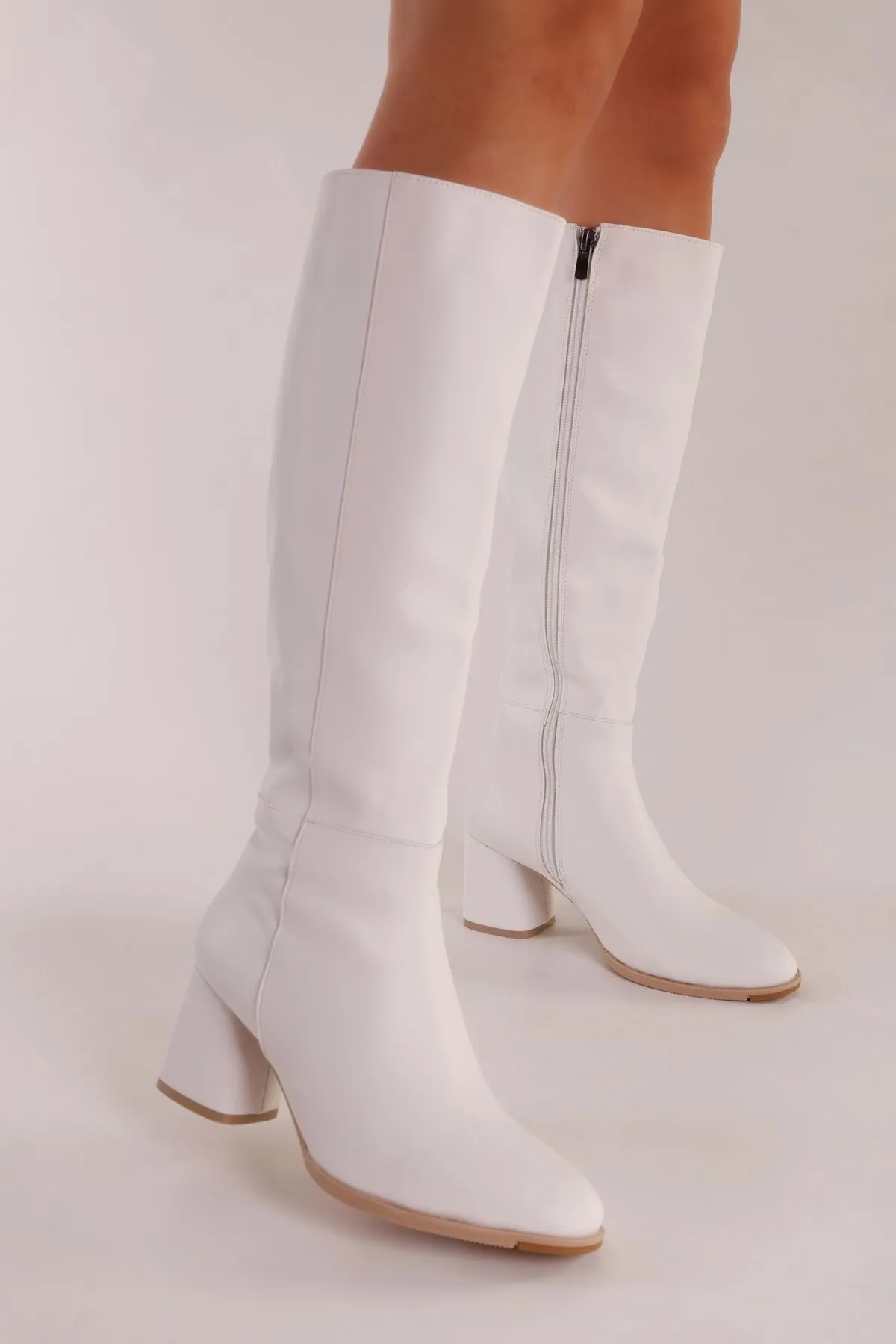 Shoeberry  Kiella White Skin Damenstiefel mit Absatz White Skin