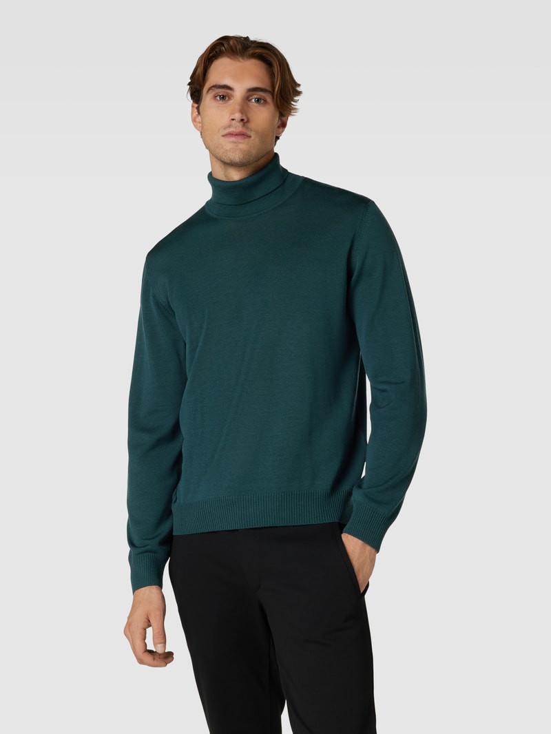 Rollkragenpullover aus Wolle Modell 'ROLLI' in dunkelgrün