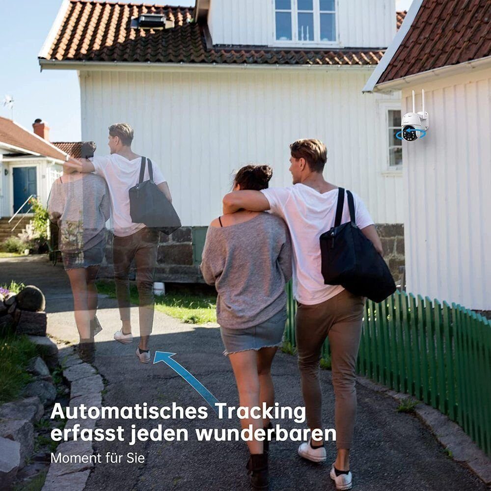 ieGeek Überwachungskamera 1080P FHD Aussen WLAN IP, Auto-Tracking Kamera Überwachungskamera (AuBenbereich, Outdoor, 3-Meter-Stromkabel, Multi-User und Geräte,Datenschutz Beschützen,Kompatibel mit Android/IOS,4x Zoom, Automatische Verfolgung,Farbnacht
