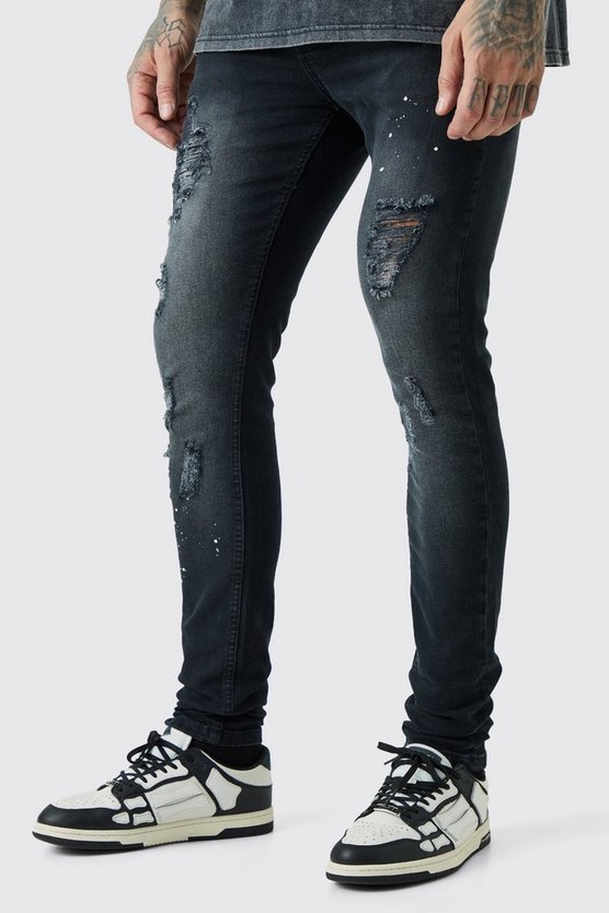 Tall zerrissene Super Skinny Jeans mit Farbspritzern