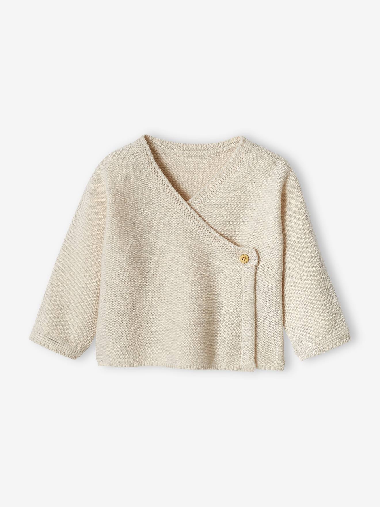 Brassière bébé en coton et laine bleu pale