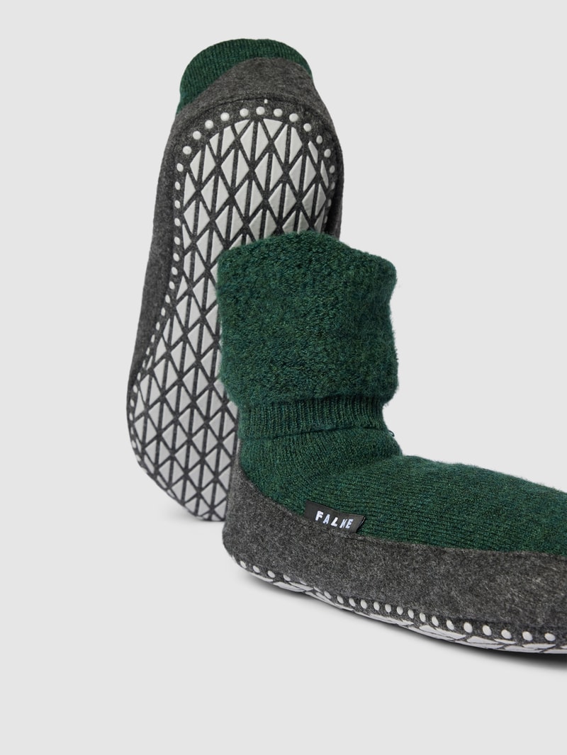 Socken mit elastischem Rippenbündchen Modell 'COSYSHOES' in dunkelgrün meliert
