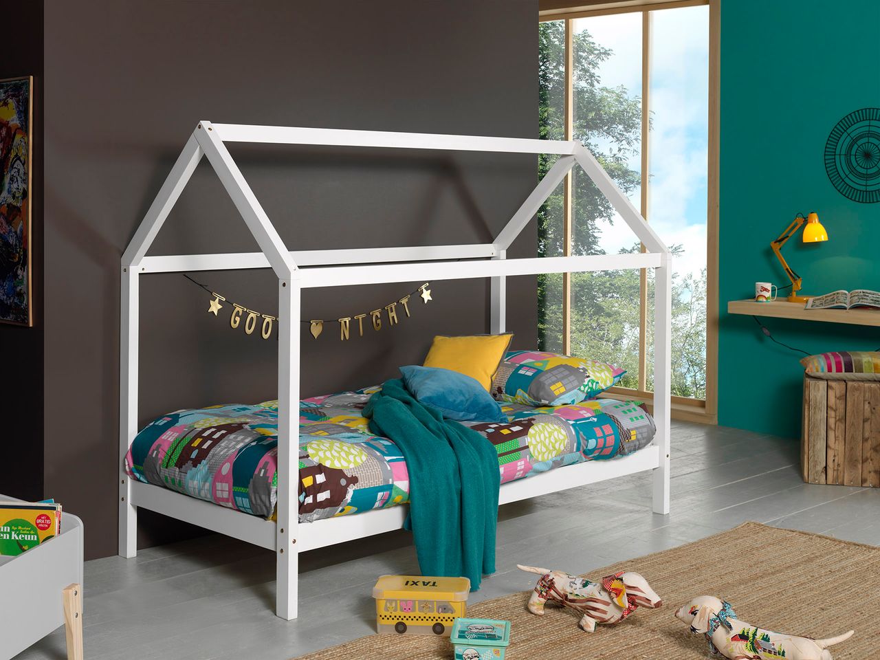 VIPACK Dallas 2 Hausbett 90 x 200 cm Liegefläche, Weiß