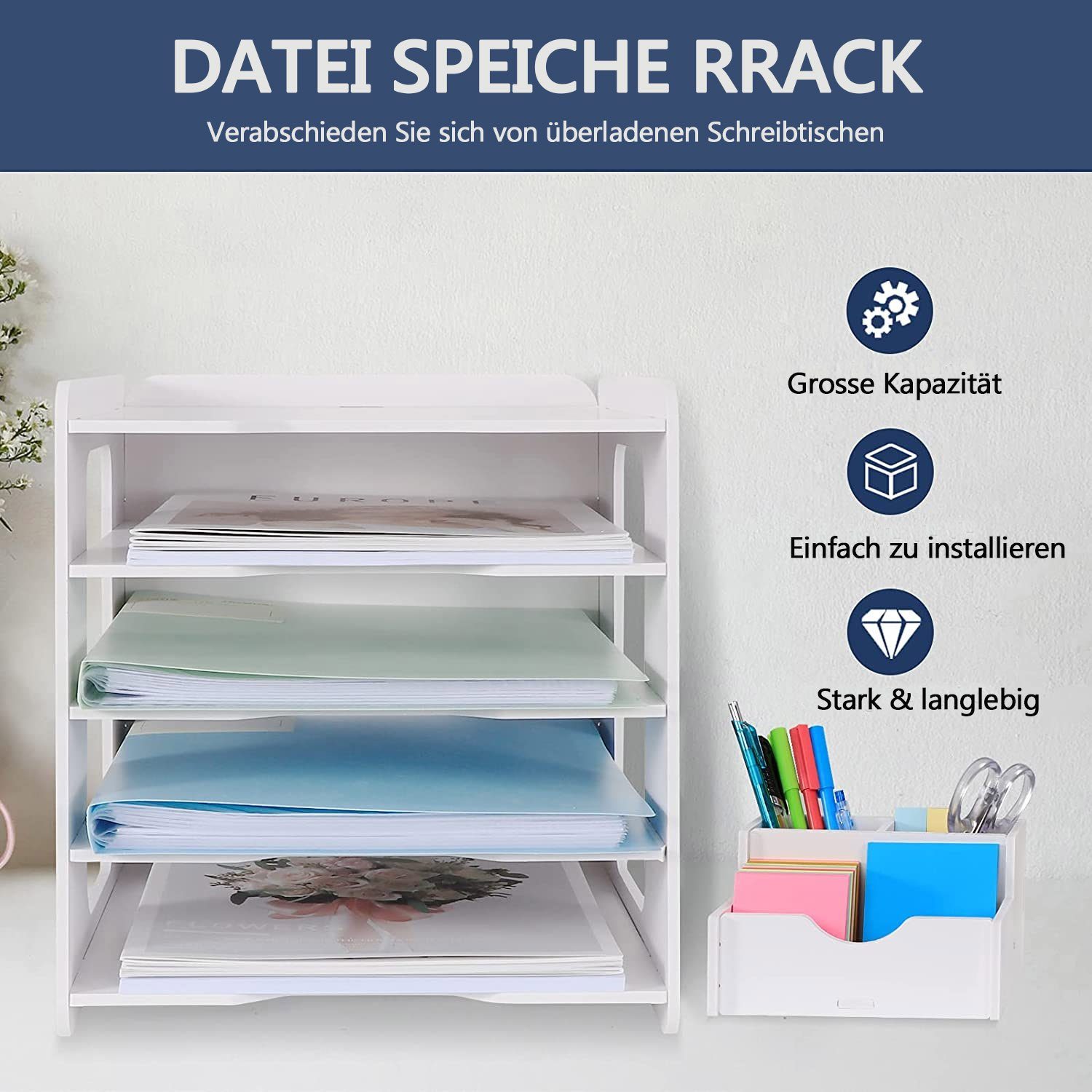 zggzerg Aktenregal Schreibtisch-Organizer, Briefablage, Dokumentenhalter, A4-Papierablage