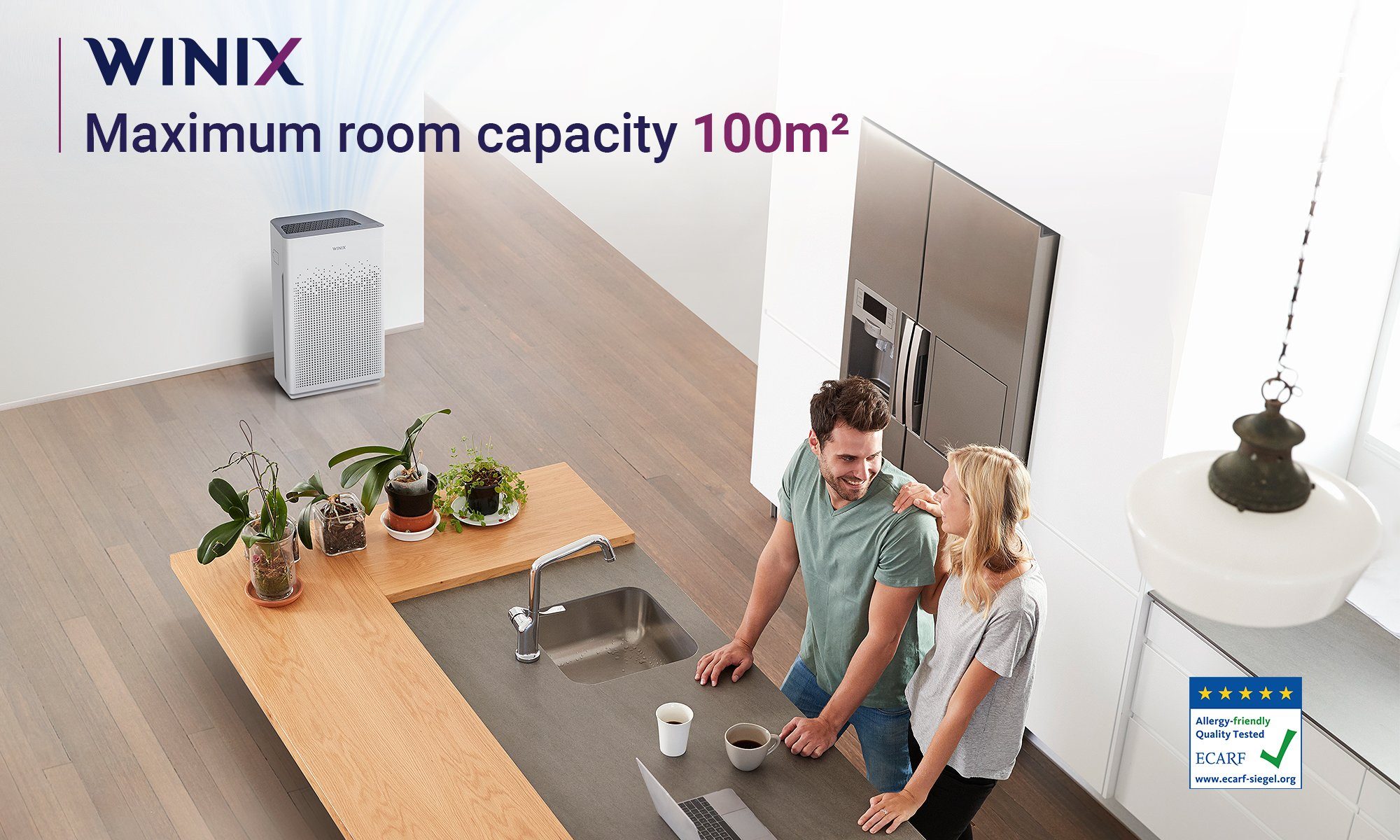 WINIX Luftreiniger ZERO-S, für 100 m² Räume, - Für Allergiker und CADR 410 m3/h
