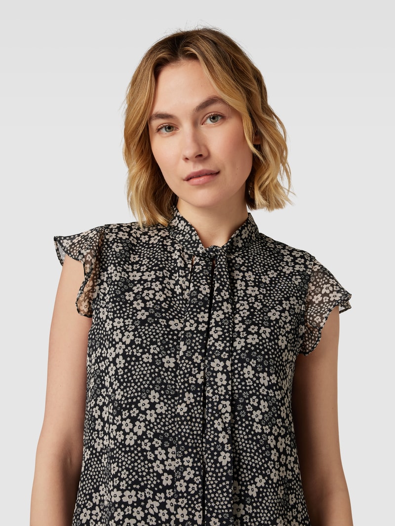Blusenshirt mit floralem Muster in schwarz