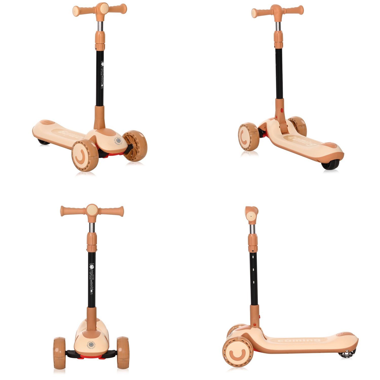 Lorelli Cityroller Kinderroller Trio 2 in 1, Laufrad leuchtende Räder verstellbar klappbar