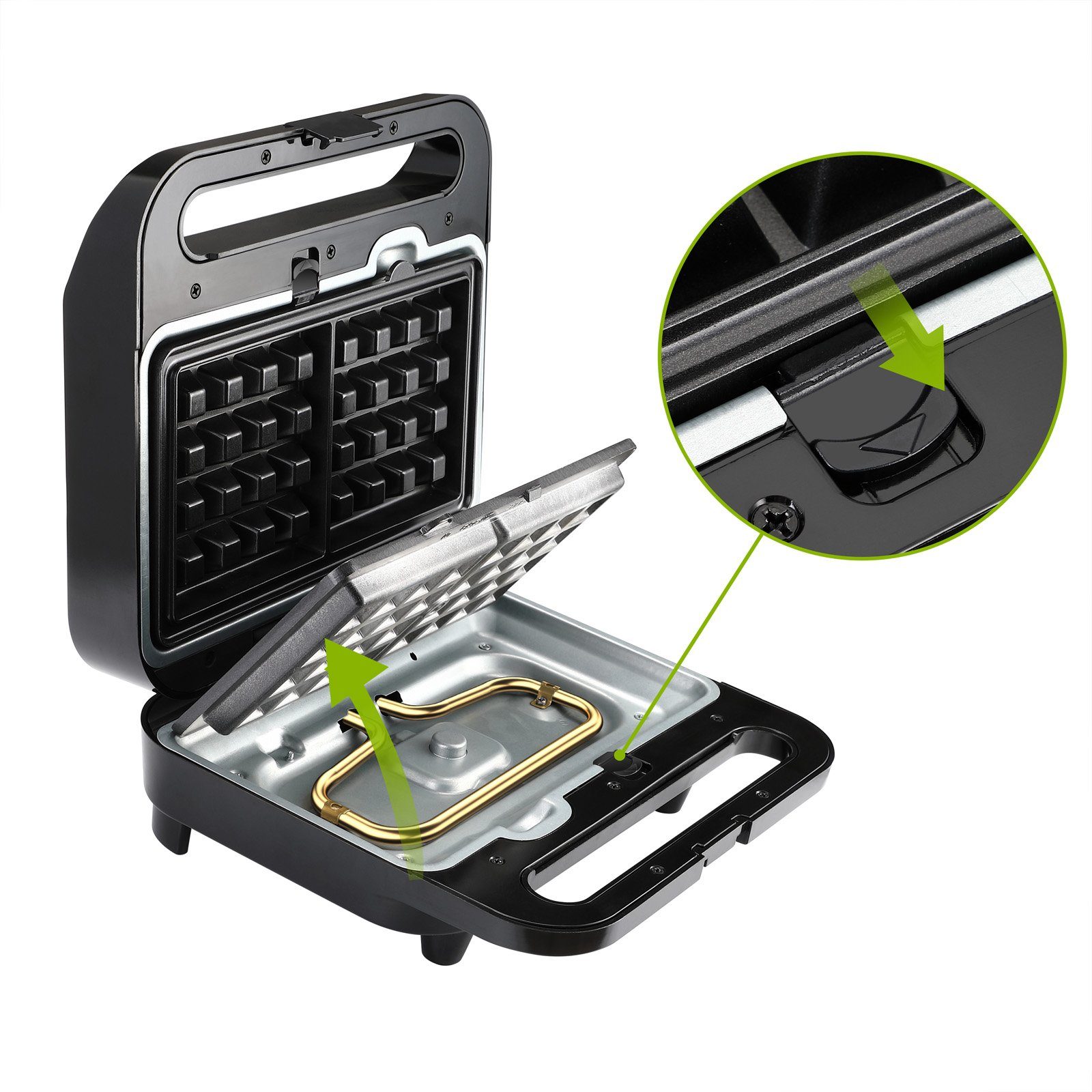 monzana Sandwichmaker, 1000 W, 3 in 1 Sandwichtoaster 3 Sandwich- Grill- Waffelplatten
