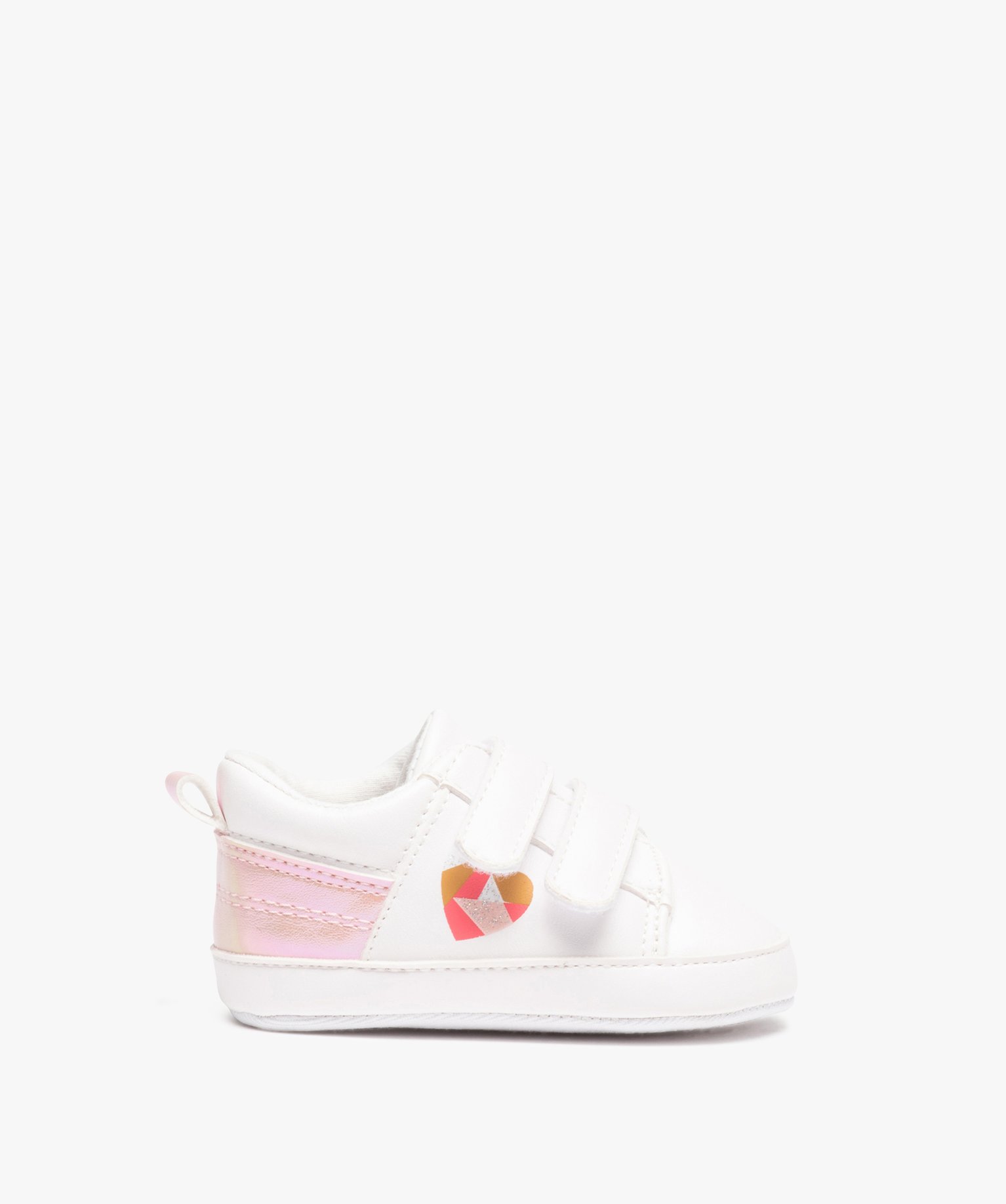 Baskets naissance bébé fille à scratch avec détails scin... blanc | GEMO