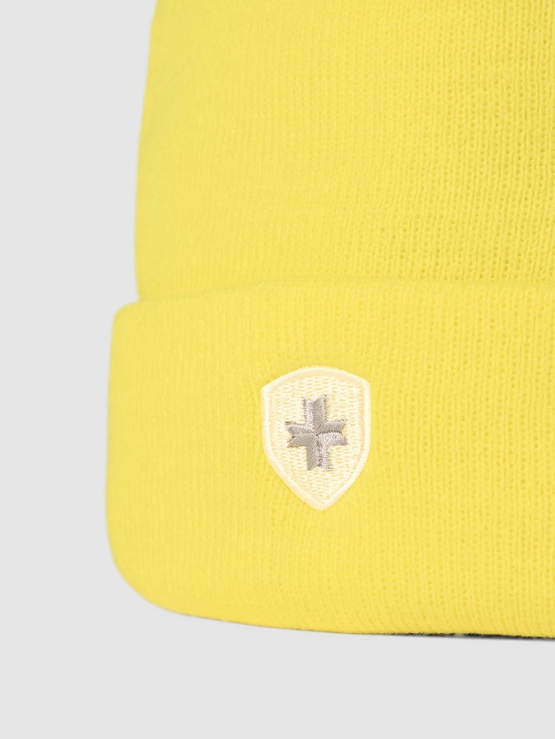 Beanie mit Label-Stitching in gelb