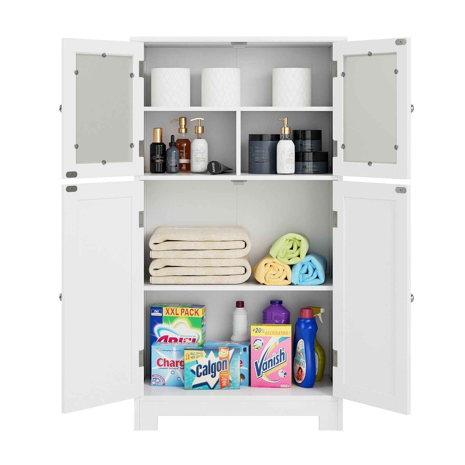 HOMECHO Mehrzweckschrank Badezimmerschrank mit Türen und Ablagen Hochschrank