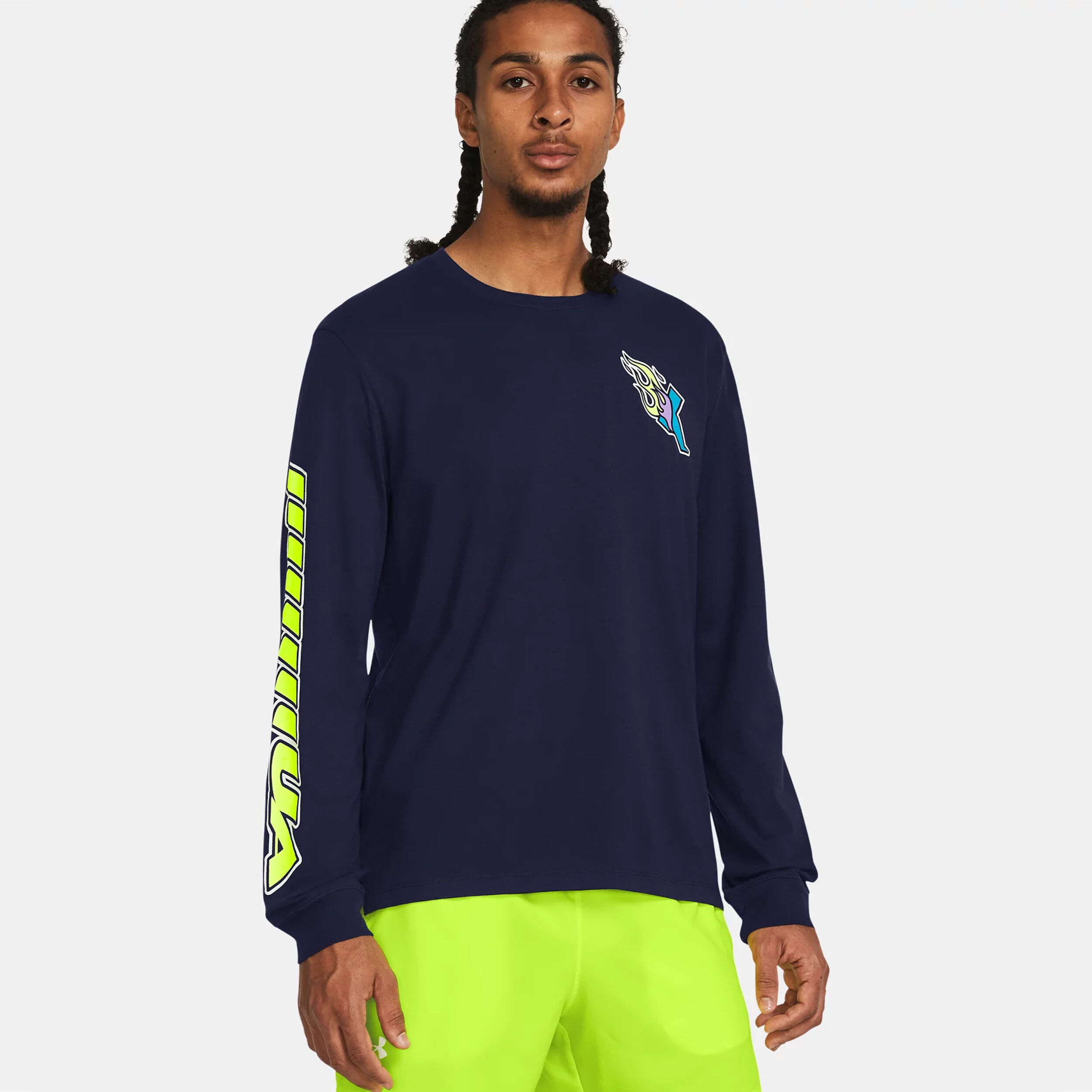 Run Everywhere Lauftop Herren - Dunkelblau, Neongelb